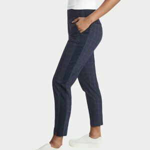 💖 Athleta Brooklyn Textured Ankle Pants in Navy Windowpane Print